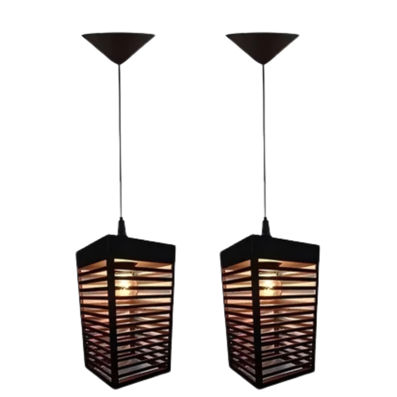 Kit 2 Luminária Pendentes Oriental Para Sala Cozinha Escritório Bivolt Cor Preto - 2tp