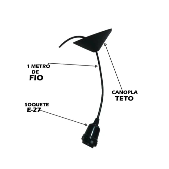 Kit 2 Luminária Pendentes Oriental Para Sala Cozinha Escritório Bivolt Cor Preto - 2tp