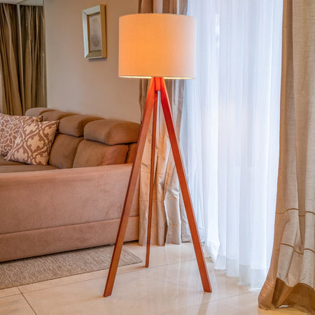 Abajur De Chão Tripé 1,50 Cm Completo Com Cúpula E Fiação Luminária De Piso Para Sala, Quarto