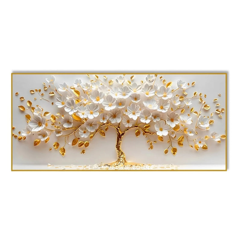 Quadro Decorativo 110x70 Grande Arvore Da Vida Petala Branca